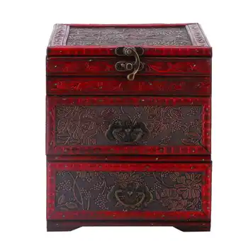 

box for jewelry jewelry organizer Retro Jewelry Box Earring Necklace Organizer Storage Case Home Decoration with Mirror