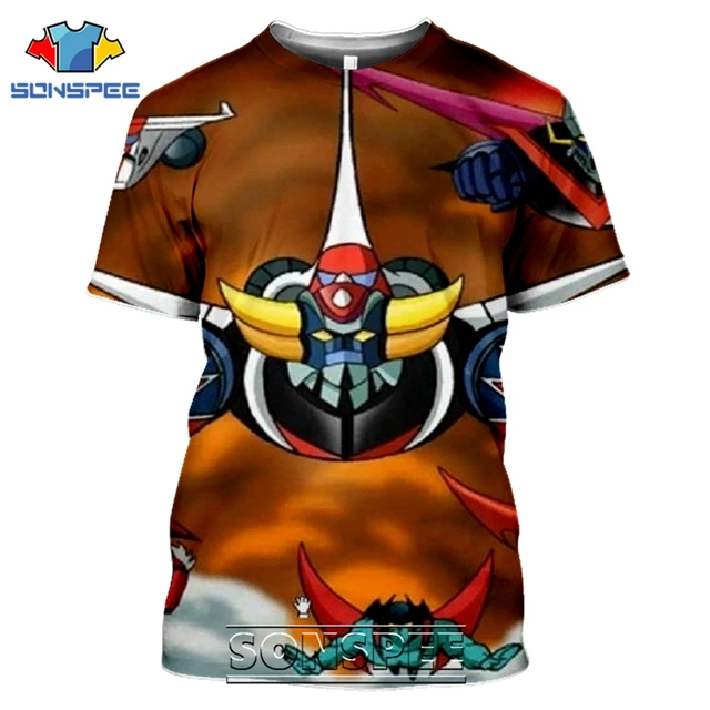 SONSPEE 3D Print Men Women Goldorak T-shirts Casual Streetwear Harajuku Hip Hop Short Sleeve Vintage Anime Tees Tops Shirt Style 09
