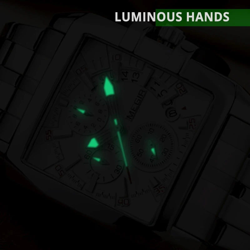 Skup MEGIR oryginalny luksusowy męski zegarek ze stali nierdzewnej męskie zegarki kwarcowe biznes duża tarcza na rękę Relogio Masculino 2018