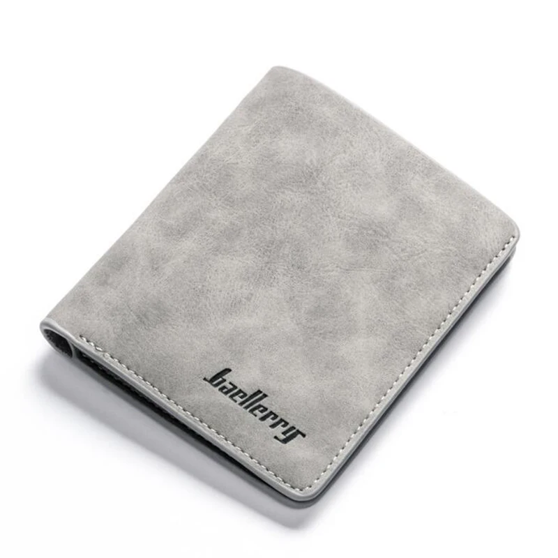 Короткий Мужской кожаный бумажник в винтажном стиле, мужской кошелек, повседневные вертикальные кошельки с перекрестными ремешками, мужской кошелек для нескольких карт,, модный тонкий держатель для карт - Цвет: Grey Vertical