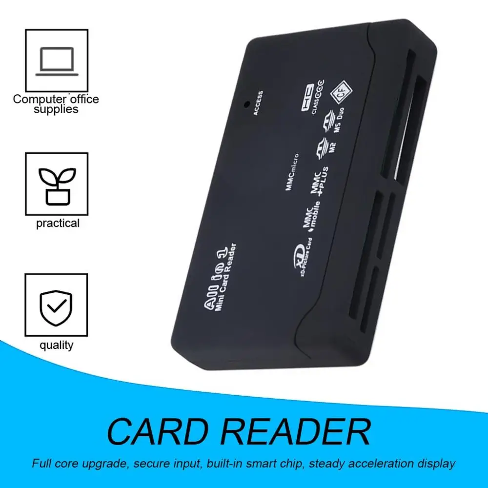 

Universal All In One Black External High Speed USB 2.0 Multi Card Reader For XD MMC MS CF TF Mini M2 Phone PC Camera