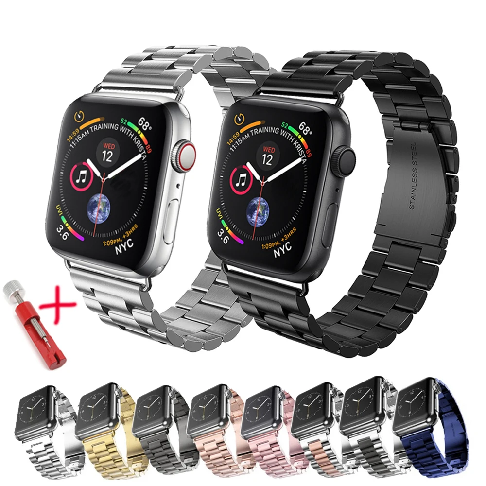 Ремешок для apple Watch браслет 44 мм 40 42 38 из нержавеющей стали металлический iwatch серии
