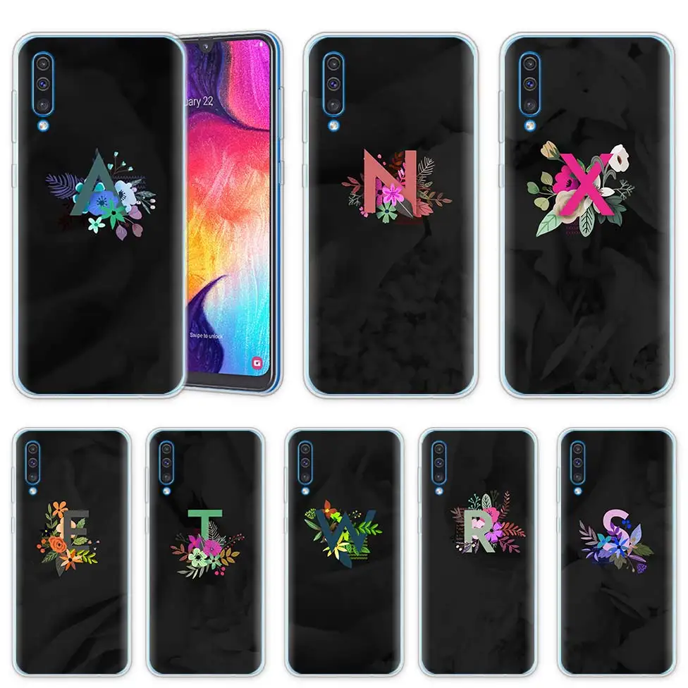 

Letters Art Flowers Case for Samsung Galaxy A50 A20e A80 A70 A60 A40 A30 A10 M40 M30 M20 M10 A6 A8 + 2018 TPU Phone Cover Casos