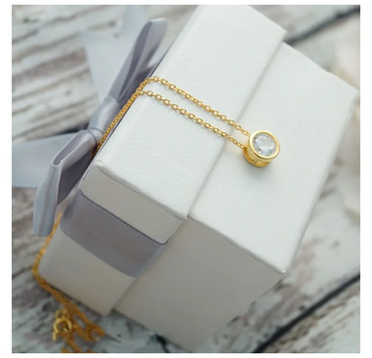 Европа и Америка AliExpress чокер простой один циркон кулон женские короткие Нержавеющая сталь ожерелье s