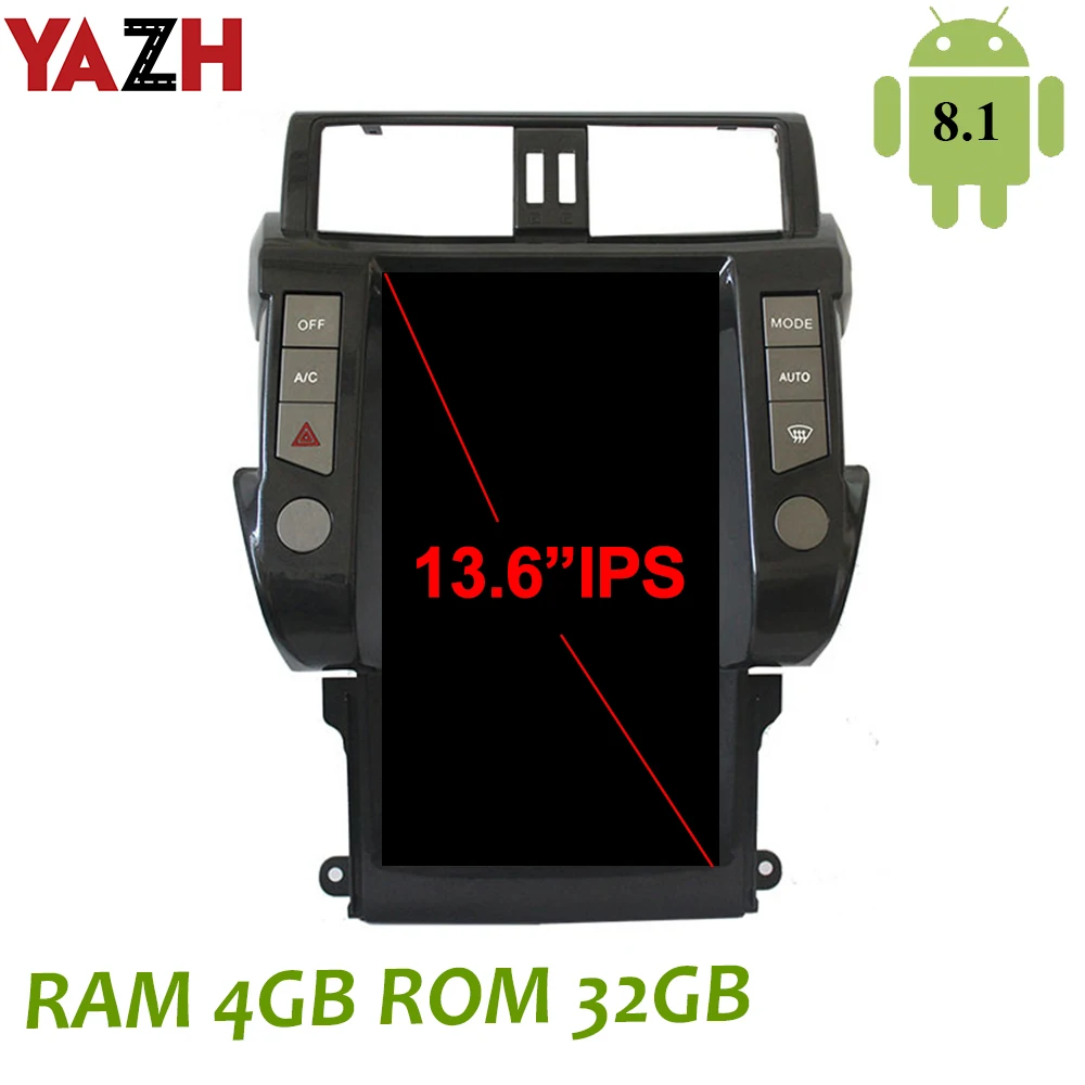 YAZH 4 ГБ Android автомобильный блок плеер для TOYOTA Land Cruiser Prado 150 2014 2015 2016 2017 2018 с 13 6 &quotIPS