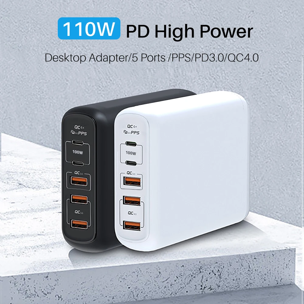 US $21.56 PD 110W Multi GaN Dual USB Type C Fast Charger PD QC 40 30 GaN Quick Charge For MacBook ProLenovo IPhoneGalaxy