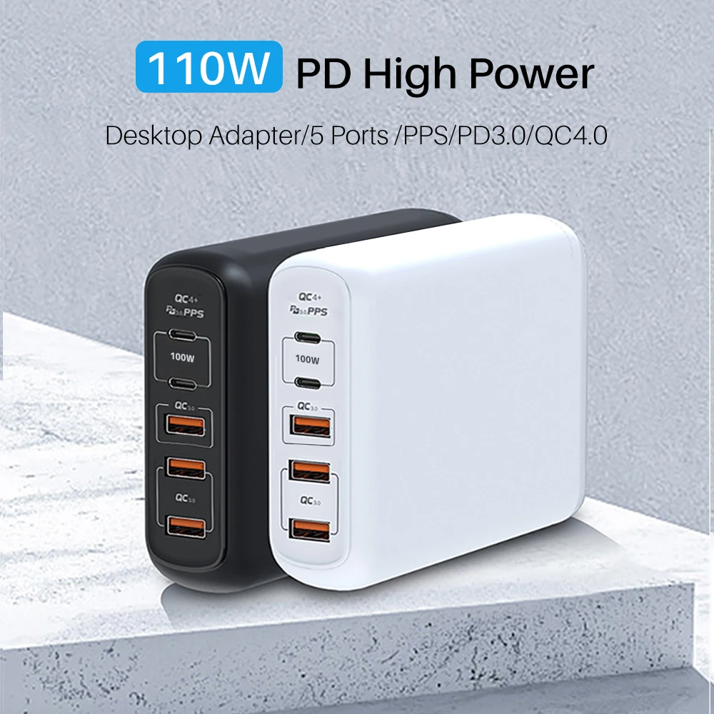 quick charge 2.0 PD 110W Multi GaN Dual USB Type C  Fast Charger  PD QC 4.0 3.0 GaN Quick Charge for MacBook Pro,Lenovo, iPhone,Galaxy 5v 1a usb