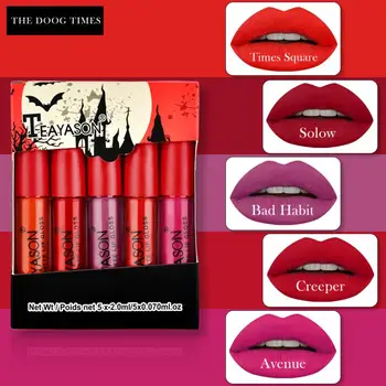 

5PCS/Set Velvet Matte Lipstick Set Long Lasting Waterproof Lip Gloss Set Pumpkin Color Matte Non-stick Cup Non-fading Lipstick