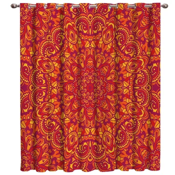 

Ethnic Red Pattern Window Treatments Curtains Valance Living Room Decor Outdoor Bedroom Indoor Kids Window Draperies Sheer