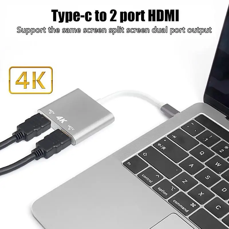 Usb type C на 2 порта HDMI адаптер 1 в 2 Выход HDMI конвертер для MacBook 4K HDMI type C адаптер для ТВ проектор для телефона