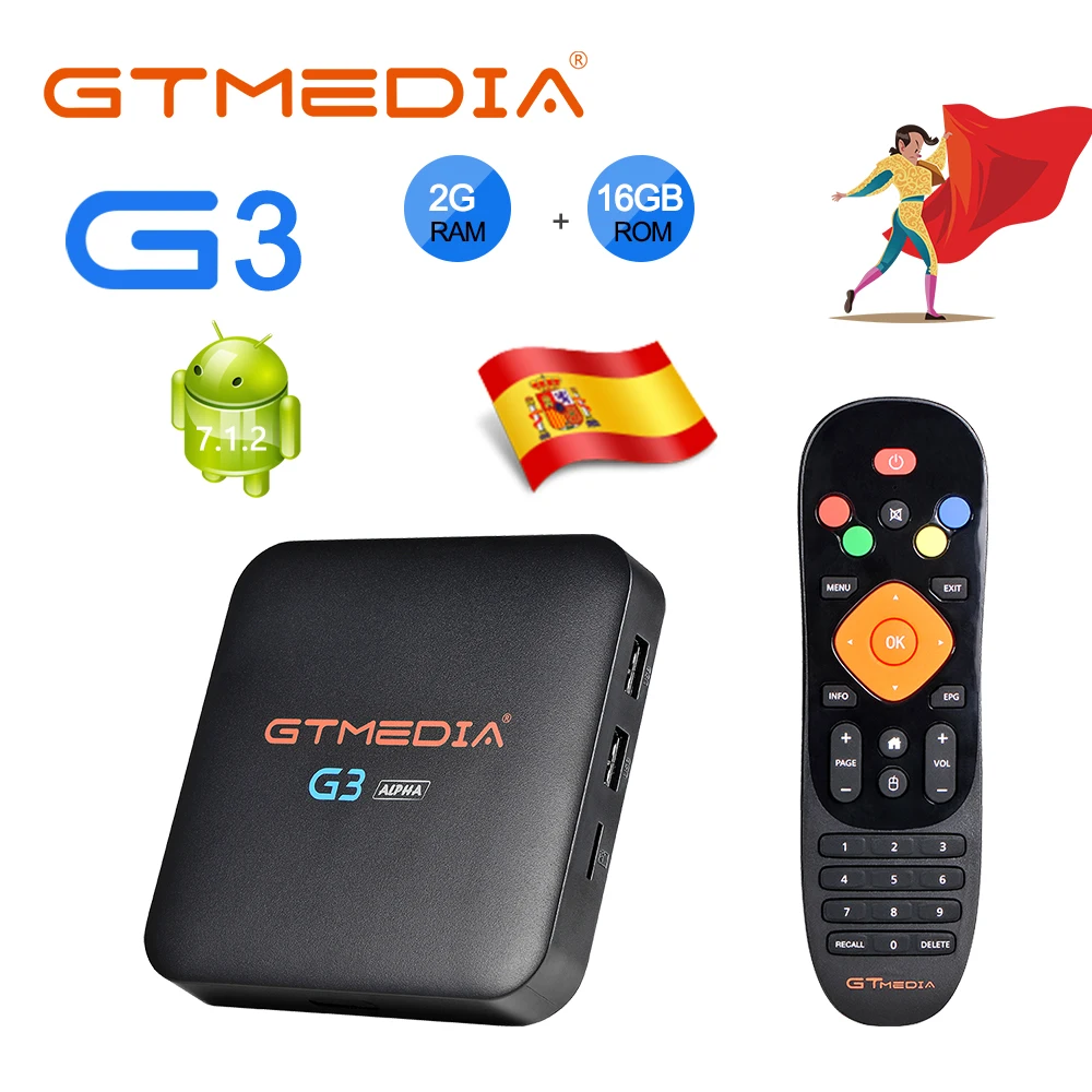 

IPTV TV Box GTMEDIA G3 android tv box H.265 WIFI Bluetooth ACM+from Spain 8000+Live 1500 vod iptv subscription box smart TV BOX