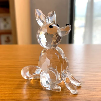 

Cute Fox Crystal Figurine Miniature Collection Handmade Clear Glass Table Ornament Crystal Animal Craft Home Decor Xmas Kid Gift