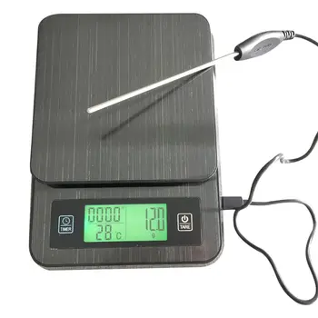

3kg 1g Mini LCD Digital Electronic Kitchen Coffee Scale With Timer Temperature Measuring Probe Pocket Jewelry Household Scale