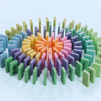 

110pcs 10 color operation domino early education digital building blocks mathematics teaching aids wooden toys gxwj-dmn1