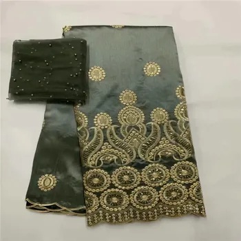 

most beautiful Silk lace (5+2Y)Fabric Satin For Dress new arrival African silk velvet fabric good quality for gold ! LXE071517