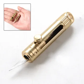 

EDC Mini Detachable Knife Portable Paper Cutting Multi-function Mini Blade Knives Brass Pocket Key Ring Folding Knife New