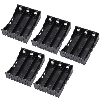 

5 Pcs Black Plastic 3 x 3.7V 18650 Batteries 6 Pin Battery Holder Case