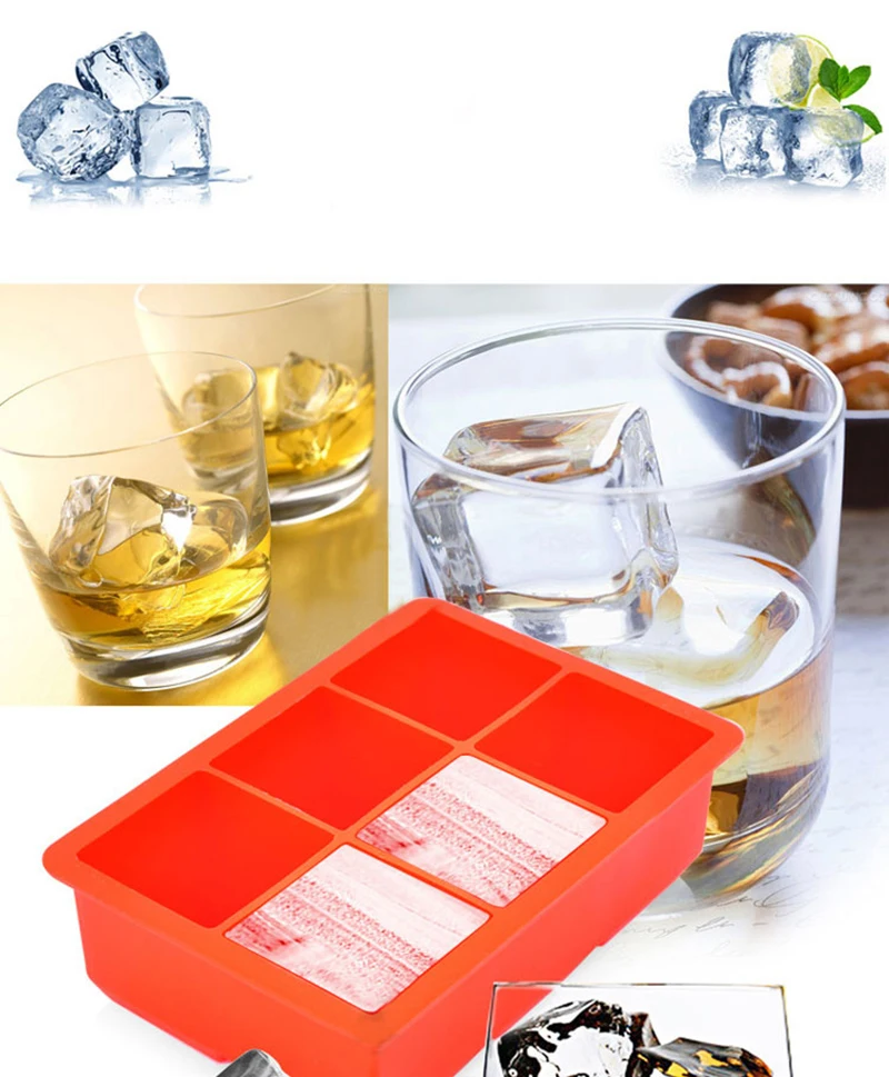 

lovely pet 4-Cavity Large Silicone Drink Ice Cube Pudding Jelly Soap Mold Mould Tray Tool Summer Hot 4 Grids