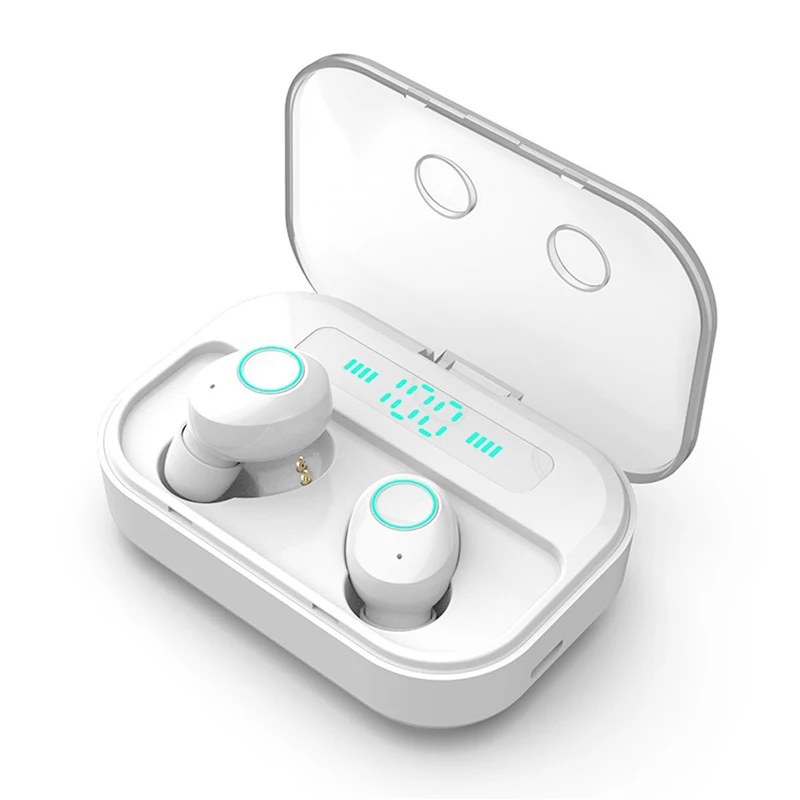 Беспроводные Bluetooth наушники с сенсорным управлением, Bluetooth 5,0, бинауральные звонки, IP67, водонепроницаемые наушники с емкостью 2200 мАч, зарядная коробка - Цвет: Белый