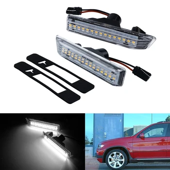 

ANGRONG Pair White LED Side Marker Indicator Light Clear Lens New Fit For BMW E36 X5 E53 M3
