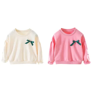 

New Spring Kids Girls Fashion Long Sleeve Solid Bow Sweatshirts Top 0-24M
