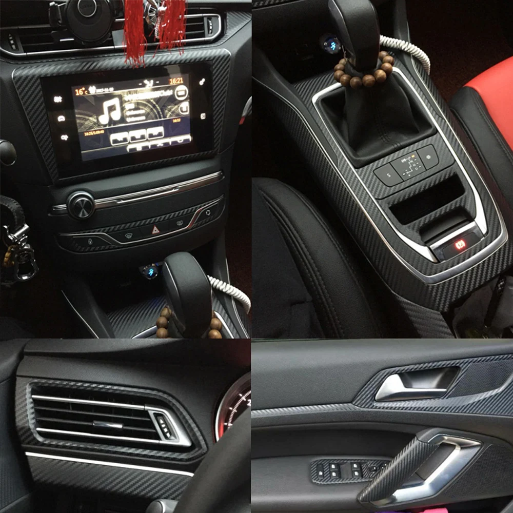 Для peugeot 408- внутренняя Центральная панель управления дверная ручка 3D/5D наклейки из углеродного волокна наклейки аксессуары для стайлинга автомобилей