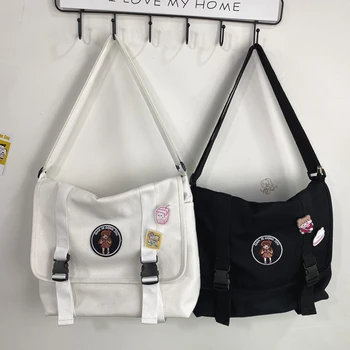 

2020 HOT Japanese Harajuku Ins Large-capacity Shoulder Canvas Bag Female Literary Retro Student Class Postman Messenger Bag