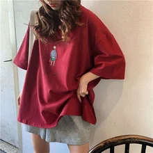 

T-shirts Women Printed Large Size 2XL Korean Style Casual Loose Harajuku Students BF Streetwear Daily Oversize All-match Trendy