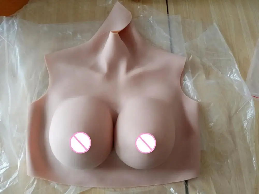 Высокий воротник шеи D чашки короткие поддельные искусственные Boob реалистичные
