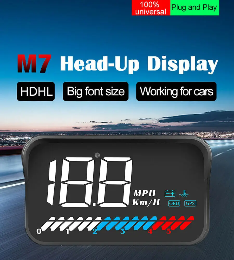 

3.5 inch Car Head Up Display OBD2 II HUD Projector Speedometer MPH KM/h Speed Warning New