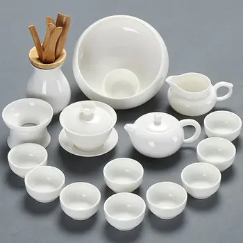 

Dehua Yangzhi Jade Clay Kung Fu Tea Set Solid Color White Porcelain Tea Drink Tea Bowl Teapot Cup Household Ceramics