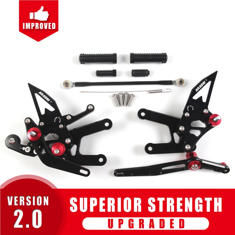 Black Араши ЧПУ Регулируемая подножка подножки для YAMAHA YZF R6 2006- YZF-R6 2007 2008 2009 2010 2011 2012 2013 золото - Цвет: Black