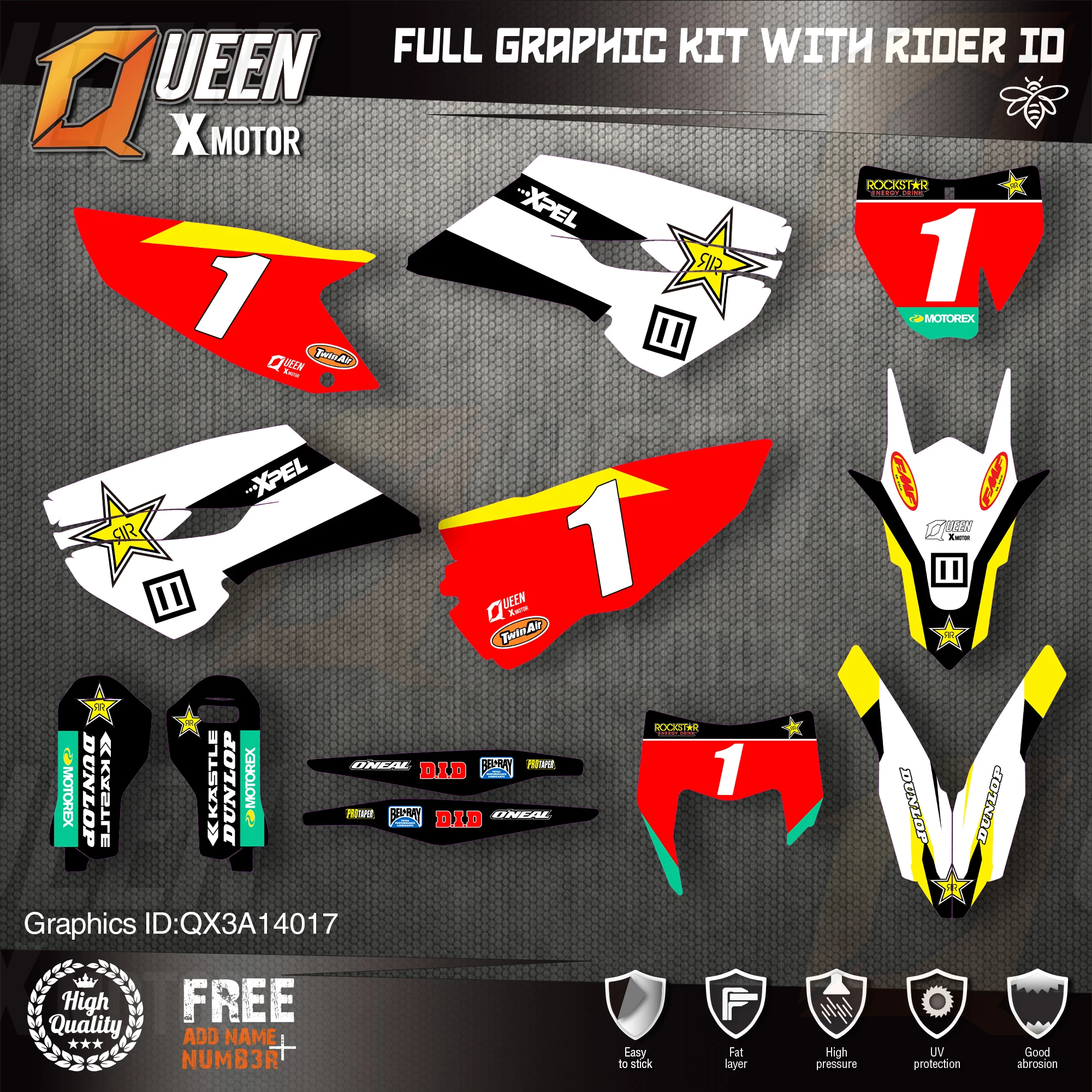 

Queen X Custom Team Graphics Decals Stickers Kit For Husqvarna Sticker Decal 2014-15 TC FC 2015-16 FE TE 125 to 450cc 17