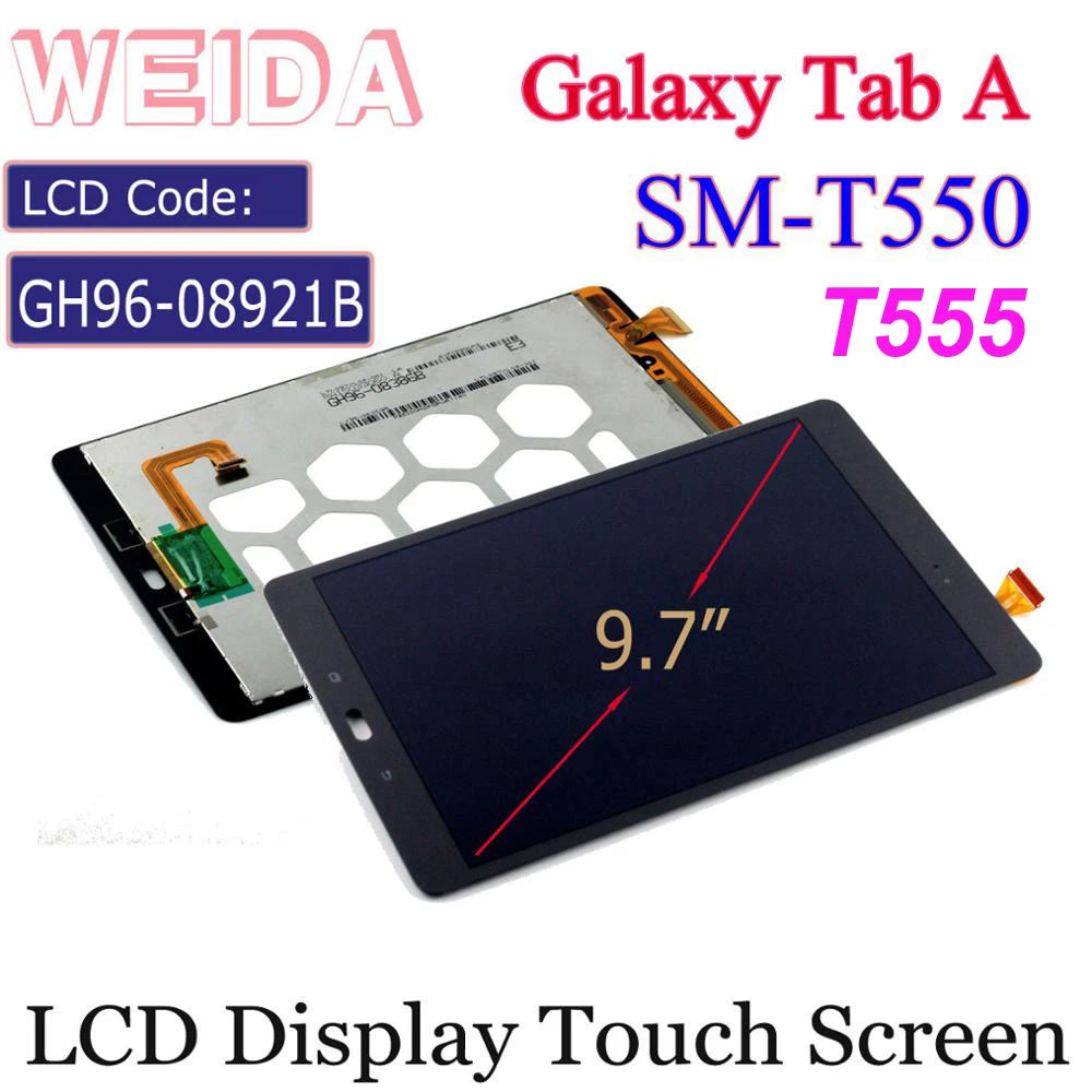 WEIDA ЖК Замена 9 7 &quotдля Samsung Galaxy Tab A WIFI T550 SM T555 дисплей сенсорный экран в сборе GH96
