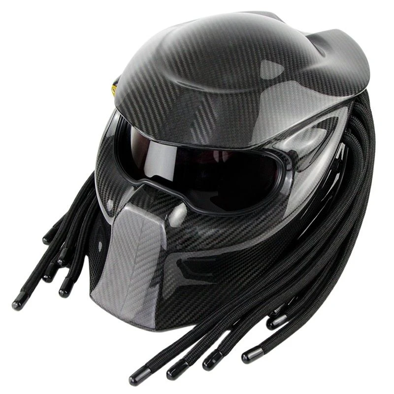 Dot Approved Light Weight Carbon Fiber Motorcycle Helmet Full Face Predator  Red Led Light Helmet With Lens And Braids - Helmets - AliExpress