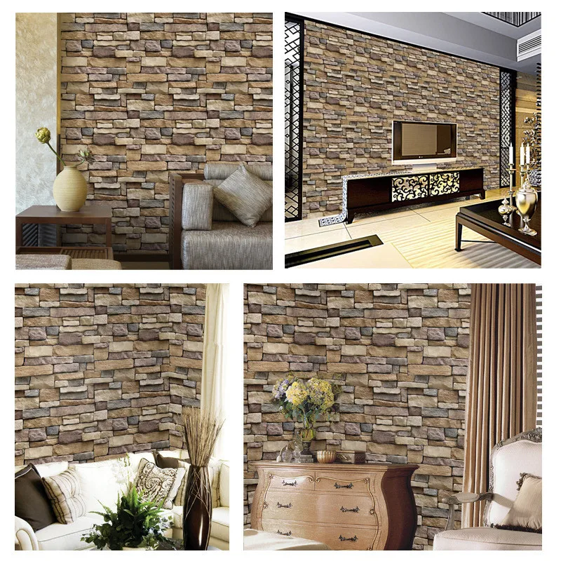 Zollor Wall Stickers Pvc Wallpaper Brick Stone 3d Wallpaper Stickers Kitchen Bedroom Living Room Tv Background Wallpaper Buy At The Price Of 2 46 In Aliexpress Com Imall Com