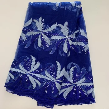 

African french net lace fabric 2019 high quality embroidered stones beaded Nigerian tulle mesh laces for wedding party 5 yards