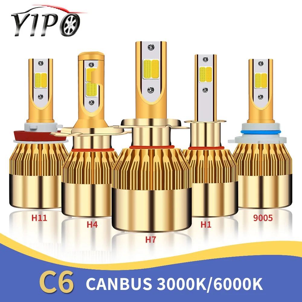 

h4 led headlight h1 h3 h7 h11 hir2 9012 9005 9006 hb3 hb4 880 881 CANBUS h11 led COB car lights bulb headlight kit 72W 6000k c6