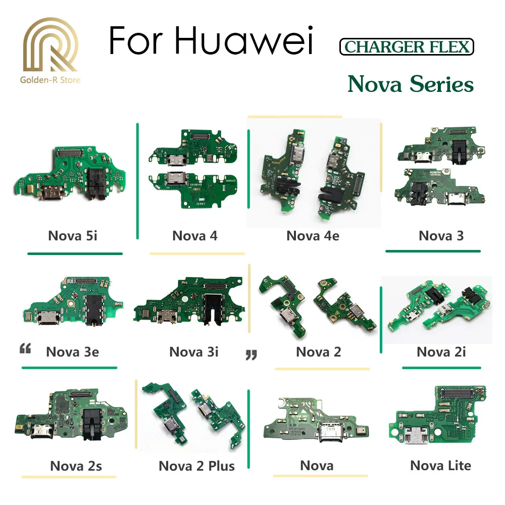 Золотой-R разъем порта зарядки части платы гибкий кабель с микрофоном Микрофон для HuaWei Nova 5i 4e 4 3 3i 3e 2 2S 2i Plus Lite