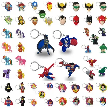 

100PCS Keychain PVC Cartoon Key Chain Avenge Figure Key Ring Keychain Key Holder Fashion Charms Trinket