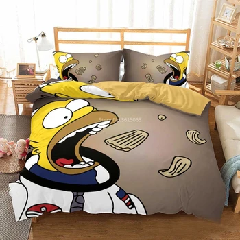 

Hot Sale The Simpsons 3d Printed Duvet Cover Set with Pillowcases Children Boys Girls Cartoon Bedding Set Twin Full Queen King