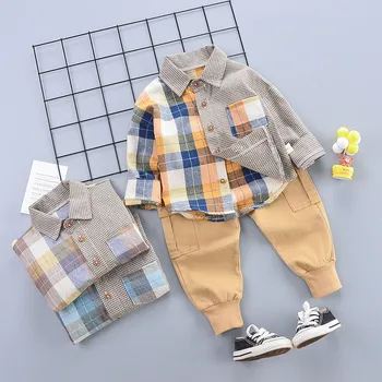 

Spring Children Suit 0-5 Years Old Infants Baby Size Plaid Shirt Casual Trousers 2pcs Set Autumn Baby Boy Fashion Kids Clothes