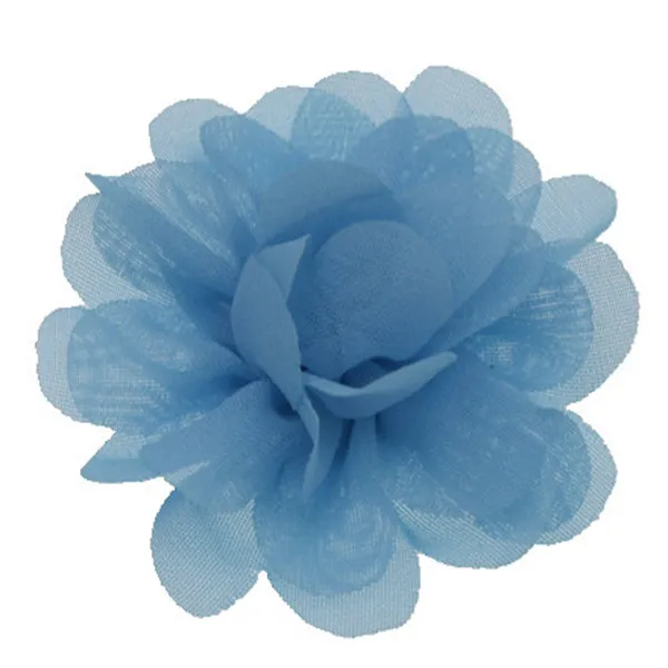 light blue 5,5 см Мини DIY Цветы Дети Бутик шифоновые цветы без зажимов Рождество Свадьба девушки аксессуары для волос 20 шт./лот - Цвет: light blue