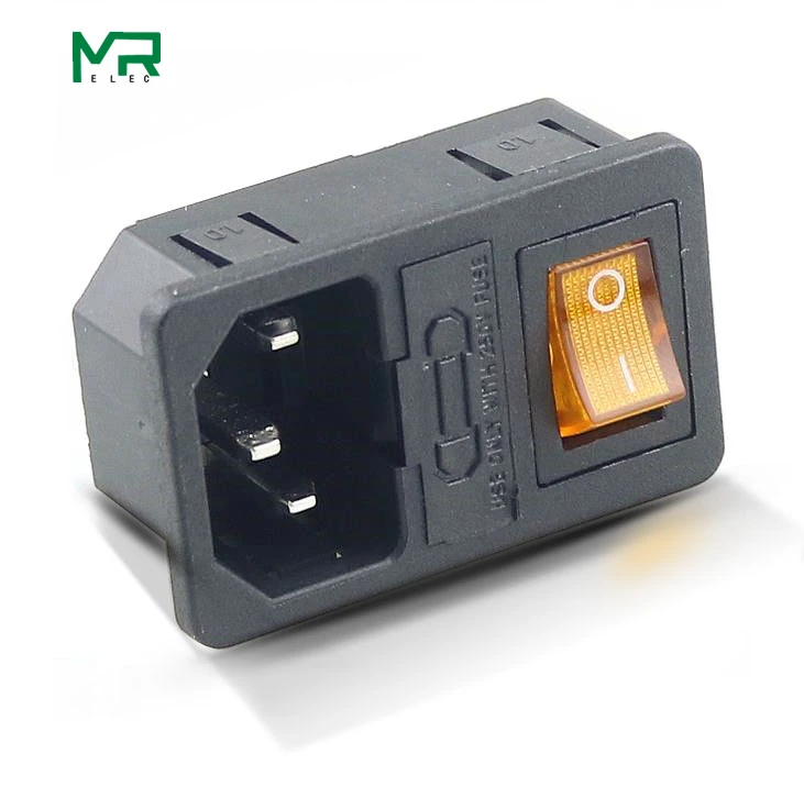 Розетка питания с красной лампой на 10 А 250 В переменного тока 3 контакта iec320 C14|fuse
