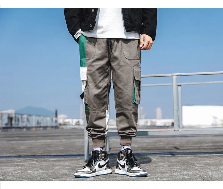 Мужская Японская уличная одежда Carog брюки комбинезоны мужские хип-хоп цветные блоки бегунов корейские спортивные штаны черные спортивные мужские штаны