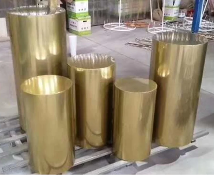 5pcs electric gold mirror iron material round cylinder party wedding decoration plinth afbeelding