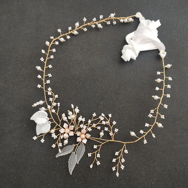 

Floralbride Ins style Alloy Flower Leaf Rhinestone Opal Crystal Bridal Headband Wedding Hair Vine Hair Accessories Women Jewelry
