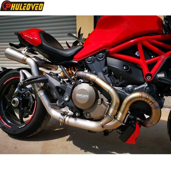 Titanium Alloy for Ducati Monster 821 1200R 1200S 2014-2019 Motorcycle Exhaust Full System with Collector Header MufflersSlip-on