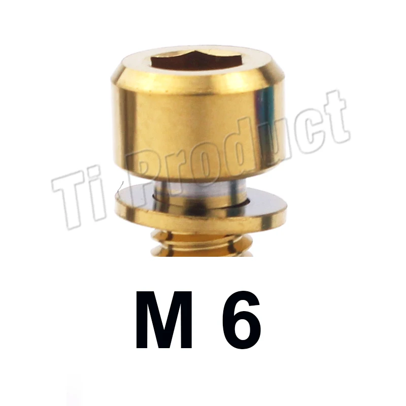 Золотой 4/8/12 шт. Титан сплава винты GR5 Материал M6* 16, 18, 20, 25-35 мм с цилиндрической головкой с шайбами крепежные винты для велосипедов - Цвет: Золотой