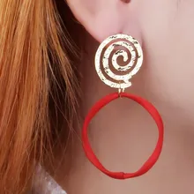 EK733 модные Необычные геометрические большие круглые серьги для женщин, металлические круглые красные желтые длинные серьги-гвоздики, свадебные ювелирные изделия в стиле панк